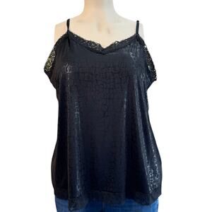 Vintage Fashion Bug Shimmering Cami With Lace Details Size 3X in Black Shimmer